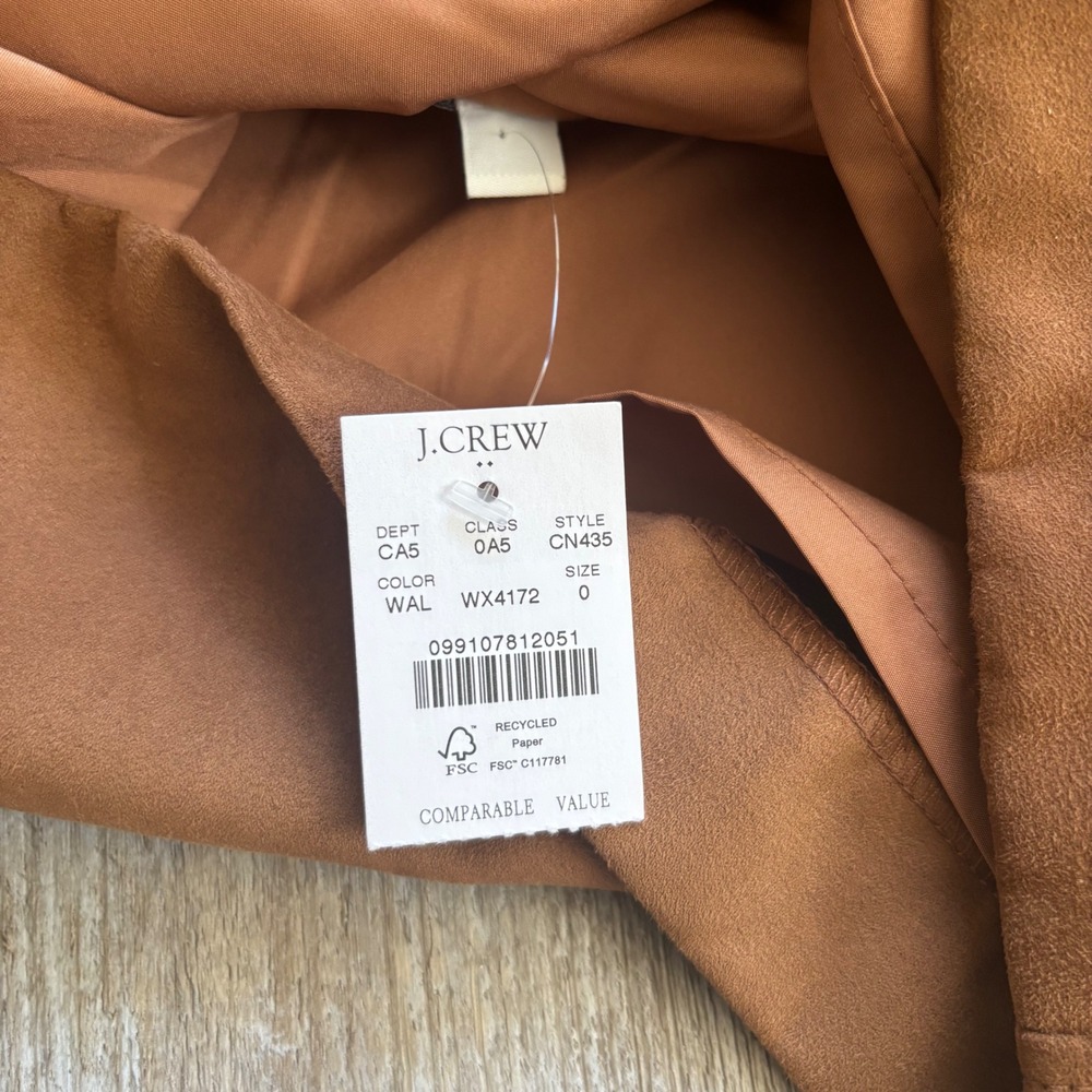 J.Crew Faux Suede Mini Skirt Womens 0 Brown CN435 NWT - Picture 5 of 7